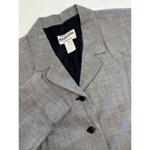 Pendleton Blazer / Jacket‎ Nave & White Rayon Wool Silk Blend Womens 14 Lined